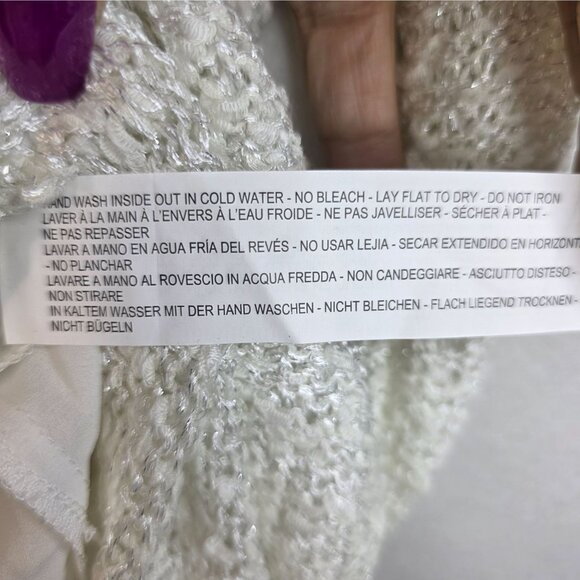 FDJ French Dressing Sequined Tunic XS White Sparkle NYE Dainty Fairy y2k New - Picture 11 of 14